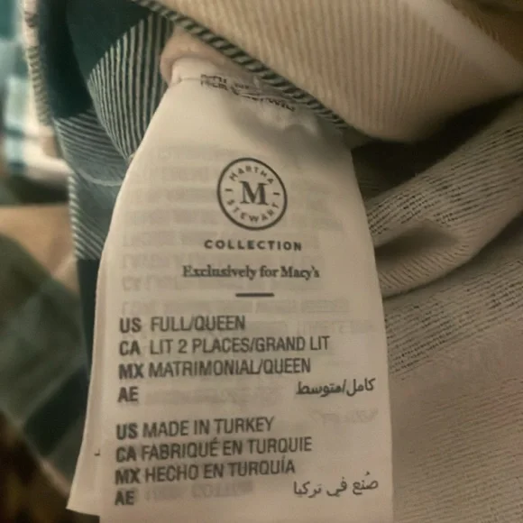 MarthaStewartCollection green/white/tan plaid full/queenduvet cover reversible - Picture 4 of 5